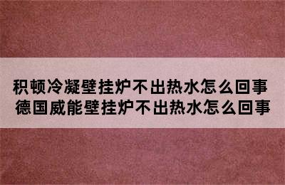 积顿冷凝壁挂炉不出热水怎么回事 德国威能壁挂炉不出热水怎么回事